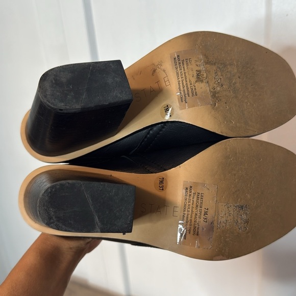 1. State  Revolve Brand - Black Leather Open Toed Mules - Heel - 7/37 - Picture 6 of 7